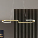 Modern black & gold s-like chandelier lamp dining room pendant light