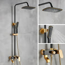 Modern black & gold shower faucet set bathroom rainfall system