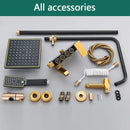 Modern black & gold shower faucet set bathroom rainfall system