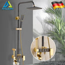 Modern black & gold shower faucet set bathroom rainfall system