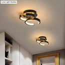 Modern black & gold spiral ceiling lamp for corridor round square moon