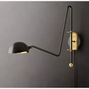 Modern black & gold swing arm wall lamp for living room