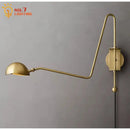 Modern black & gold swing arm wall lamp for living room
