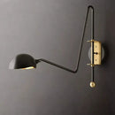 Modern black & gold swing arm wall lamp for living room