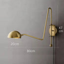 Modern black & gold swing arm wall lamp for living room