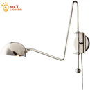Modern black & gold swing arm wall lamp for living room