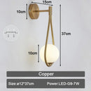 Modern black & gold teardrop led wall sconce bedroom glass globe light