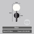 Modern black & gold teardrop led wall sconce bedroom glass globe light