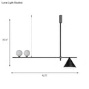 Modern black & gold three lights linear chandelier kitchen pendant