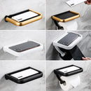 Modern black & gold tissue paper holder with phone tray bathroom rack