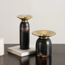 Modern black & gold tray vase candlestick set living room decor