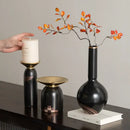 Modern black & gold tray vase candlestick set living room decor