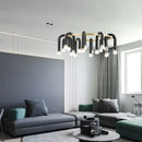 Modern black & gold u shape tube ring chandelier dining room light