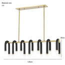 Modern black & gold u shape tube ring chandelier dining room light