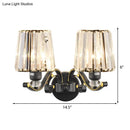 Modern black & gold wall lamp with clear glass crystal bedroom sconce