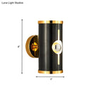 Modern black & gold wall lamp with vertical light strip bedroom sconce
