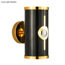 Modern black & gold wall lamp with vertical light strip bedroom sconce
