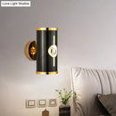 Modern black & gold wall lamp with vertical light strip bedroom sconce