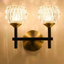 Modern black & gold wall light with dimpled glass for living room