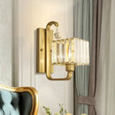 DecorBites™ Modern Black/Gold Wall Sconce with Crystal Shade - Indoor Cubic Light Fixture