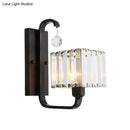 DecorBites™ Modern Black/Gold Wall Sconce with Crystal Shade - Indoor Cubic Light Fixture