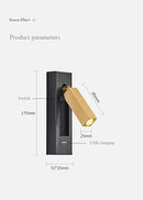 Modern black & gold wall sconce with usb port – bedroom reading light
