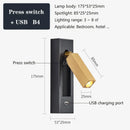 Modern black & gold wall sconce with usb port – bedroom reading light
