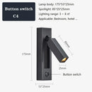 Modern black & gold wall sconce with usb port – bedroom reading light