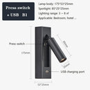 Modern black & gold wall sconce with usb port – bedroom reading light