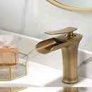 Modern black & gold waterfall basin faucet bathroom mixer tap