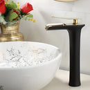 Modern black & gold waterfall basin faucet bathroom mixer tap