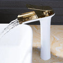 Modern black & gold waterfall basin faucet bathroom mixer tap
