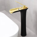 Modern black & gold waterfall basin faucet bathroom mixer tap