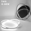 Modern black intersecting rectangular decorbites dimmable ceiling light