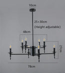 Modern black iron art led pendant chandelier for living room
