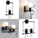 Modern black iron creative led wall sconce bedroom art decor