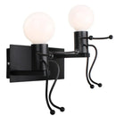Modern black iron creative led wall sconce bedroom art decor