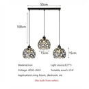 Modern black iron crystal triple pendant lamp for dining room