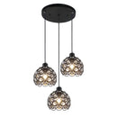 Modern black iron crystal triple pendant lamp for dining room