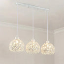 Modern black iron crystal triple pendant lamp for dining room