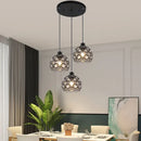 Modern black iron crystal triple pendant lamp for dining room