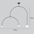 Modern black iron line chandelier with glass bulbs for living room