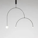 Modern black iron line chandelier with glass bulbs for living room