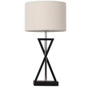 Modern black iron table lamp with fabric shade for bedroom