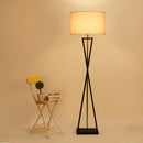Modern black iron table lamp with fabric shade for bedroom
