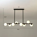 Modern black island ceiling light with frosted globes dining room