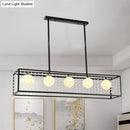 Modern black island light with white glass and crystals kitchen chandelier