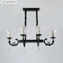 Modern black island pendant lamp with clear crystal dining room light