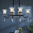Modern black island pendant lamp with clear crystal dining room light