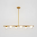 Modern black island pendant with clear glass globes dining room